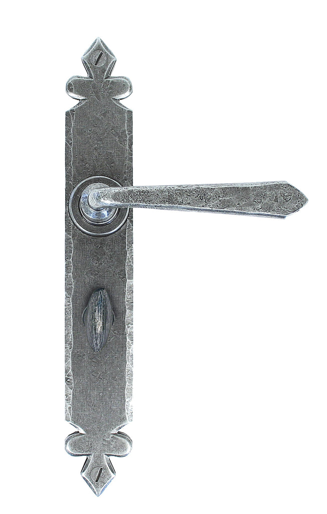 White background image of From The Anvil's Pewter Patina Cromwell Lever Bathroom Set | From The Anvil