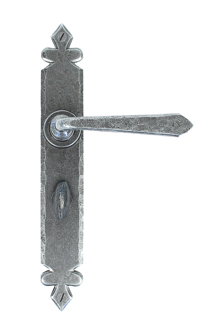 From The Anvil's Pewter Patina Cromwell Lever Bathroom Set