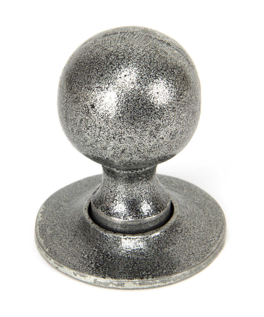 White background image of From The Anvil's Pewter Patina Round Mortice/Rim Knob Set | From The Anvil