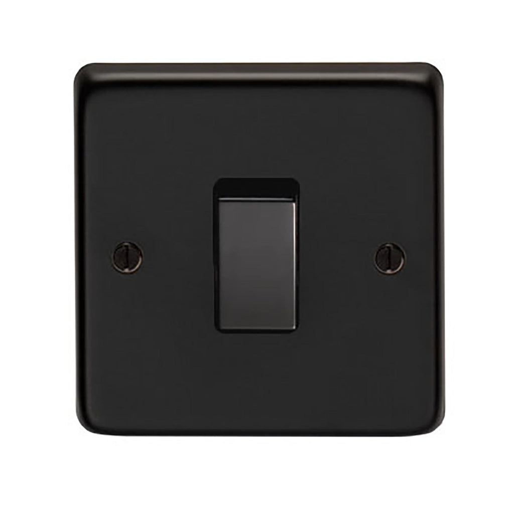White background image of From The Anvil's Matt Black 10 Amp Switched Socket | From The Anvil