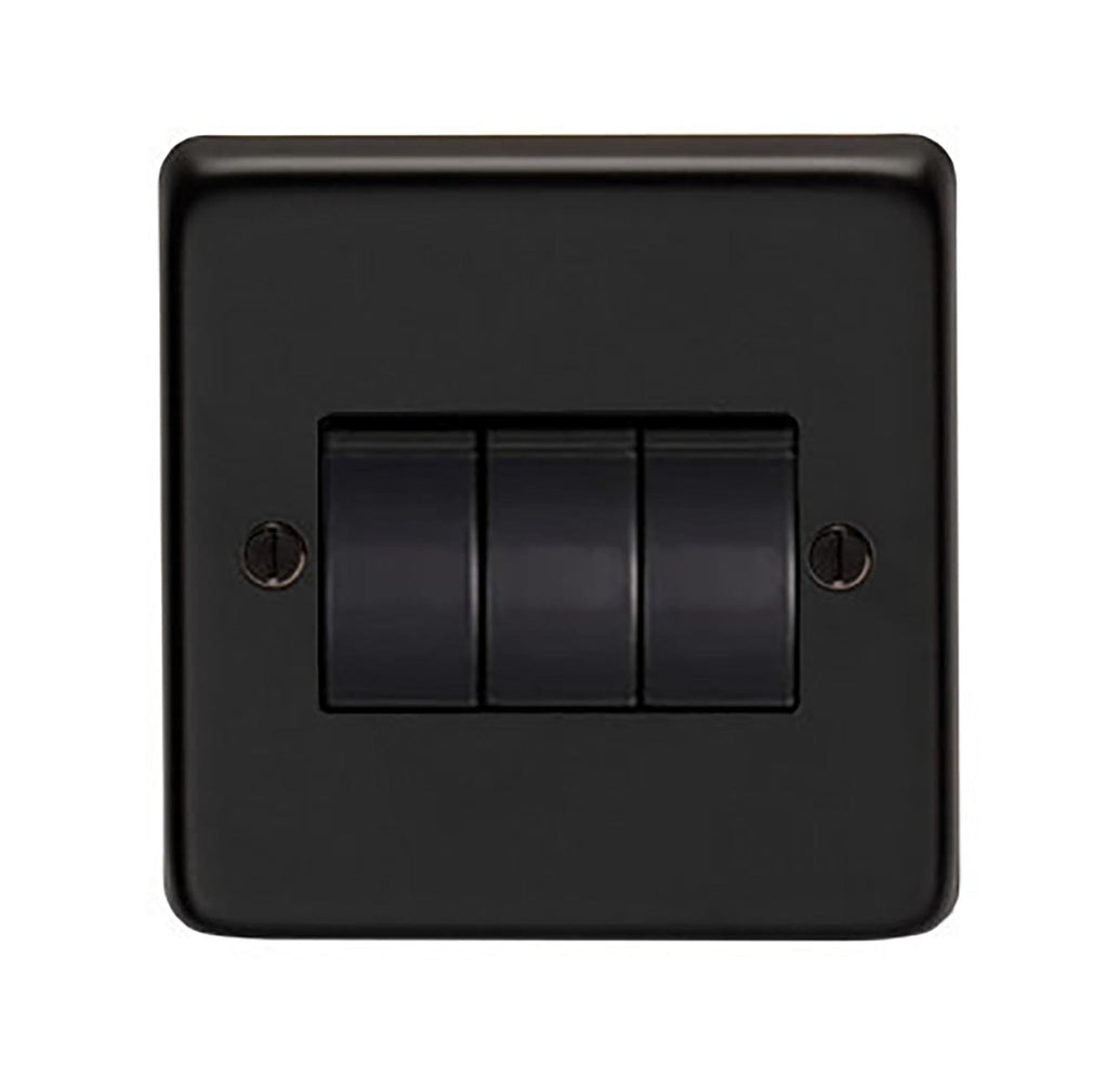 White background image of From The Anvil's Matt Black 10 Amp Switched Socket | From The Anvil