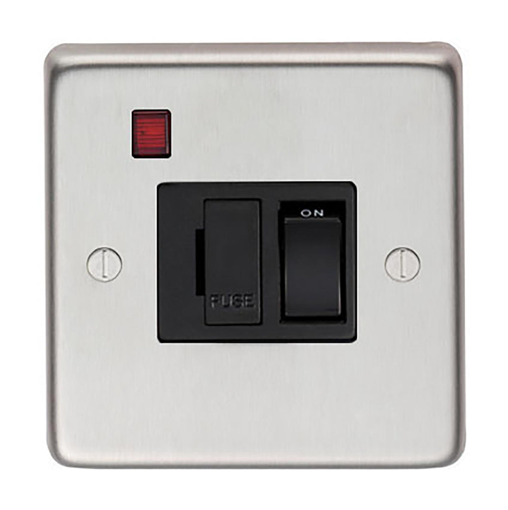 White background image of From The Anvil's Satin Stainless Steel 13 Amp Fused Switch + Neon | From The Anvil