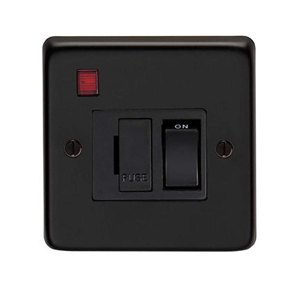 White background image of From The Anvil's Matt Black 13 Amp Fused Switch + Neon | From The Anvil