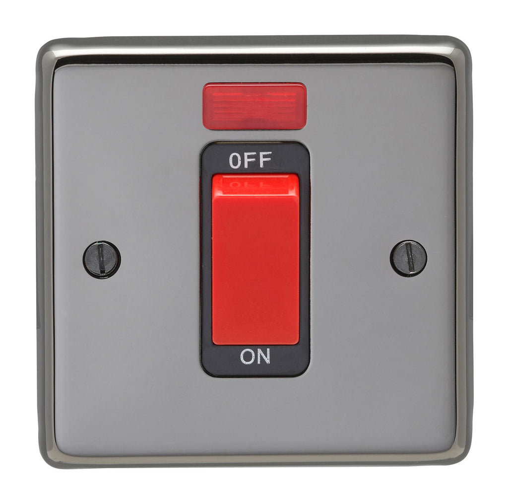 White background image of From The Anvil's Black Nickel Single Plate Cooker Switch | From The Anvil