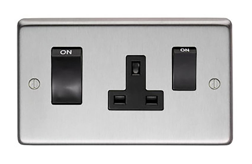 White background image of From The Anvil's Satin Stainless Steel 45 Amp Switch & Socket | From The Anvil