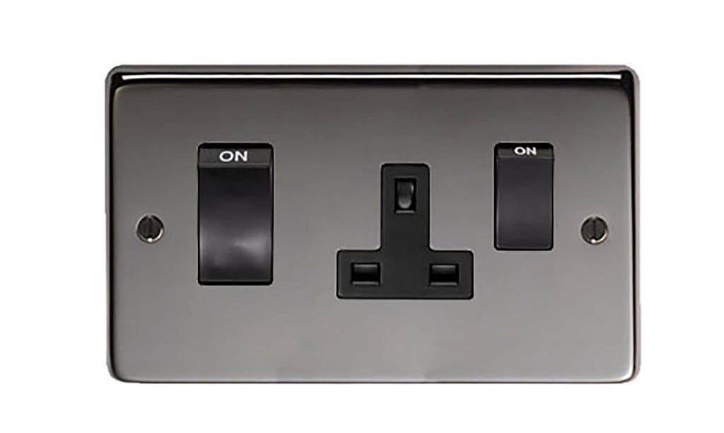 White background image of From The Anvil's Black Nickel 45 Amp Switch & Socket | From The Anvil
