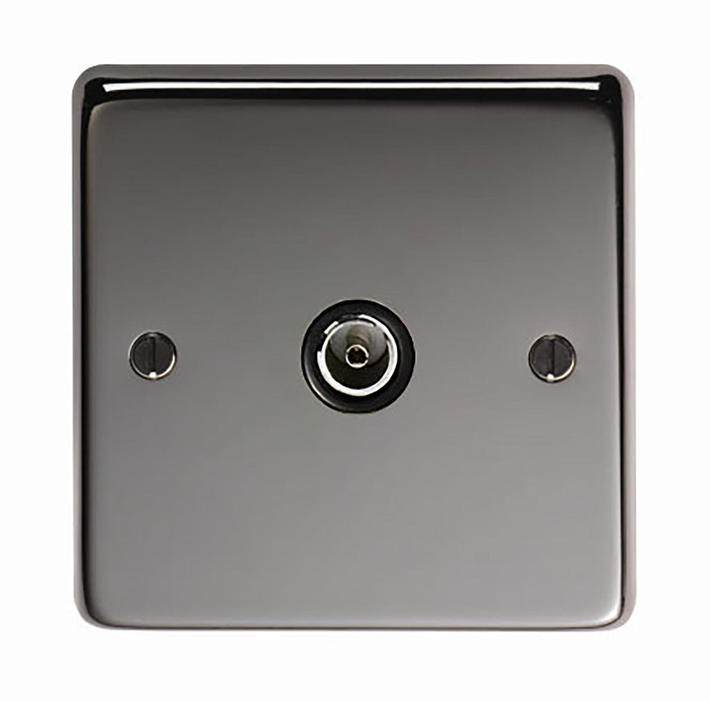 White background image of From The Anvil's Black Nickel TV Socket | From The Anvil