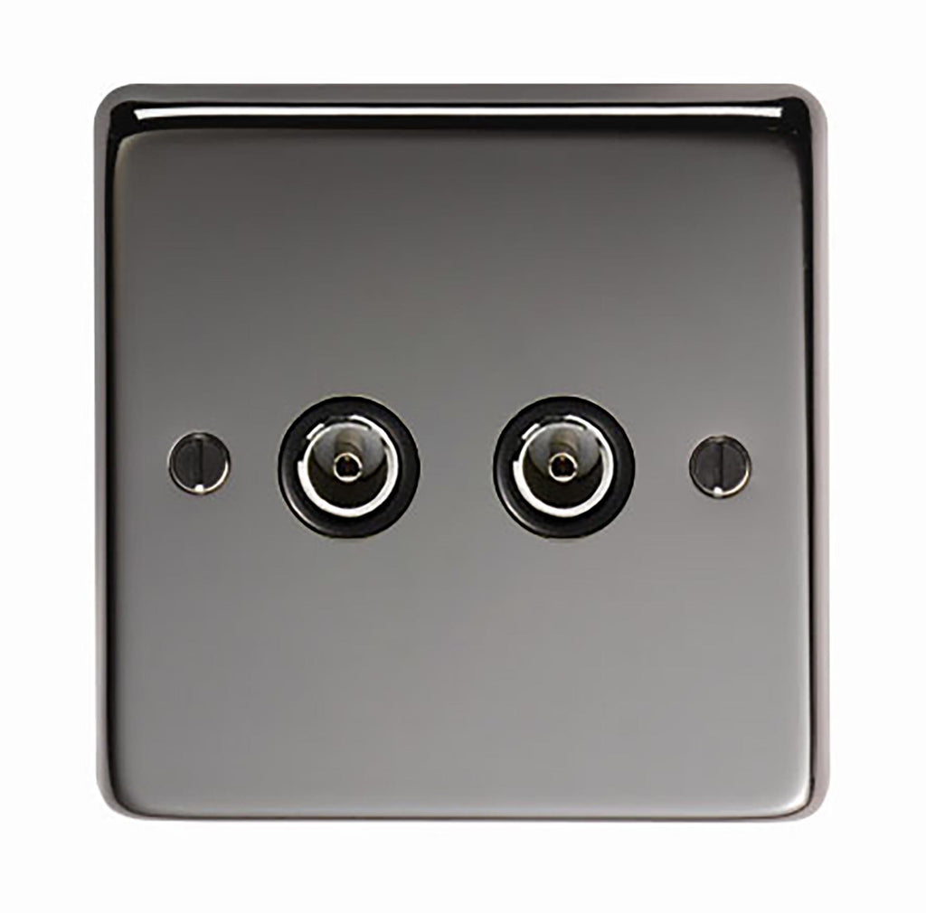 White background image of From The Anvil's Black Nickel TV Socket | From The Anvil