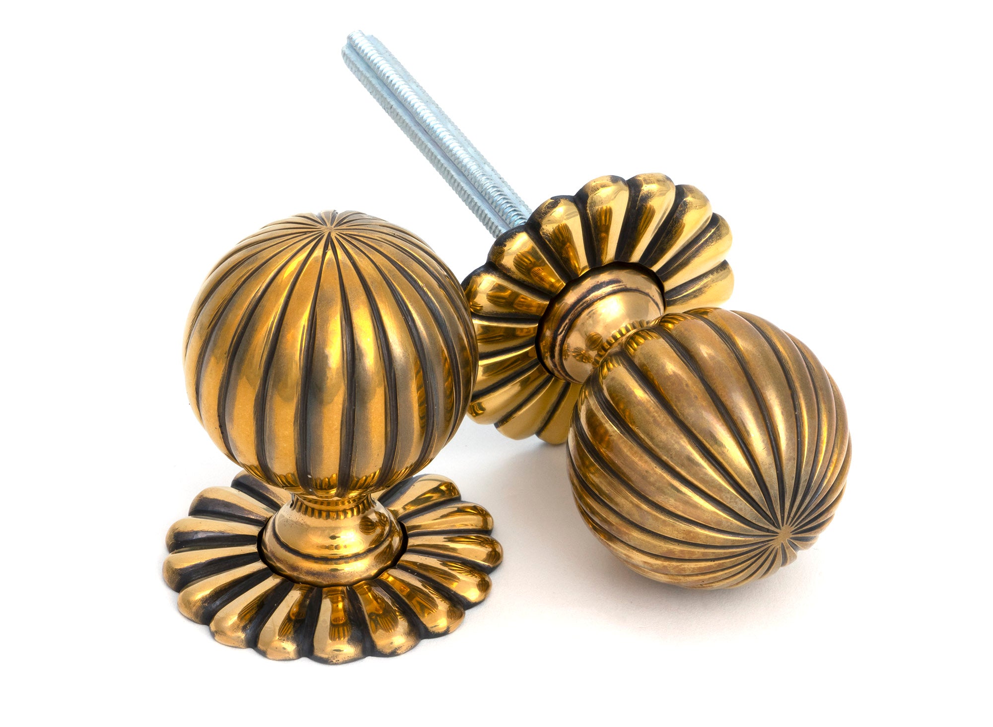 From The Anvil's Aged Brass Flower Mortice Knob Set