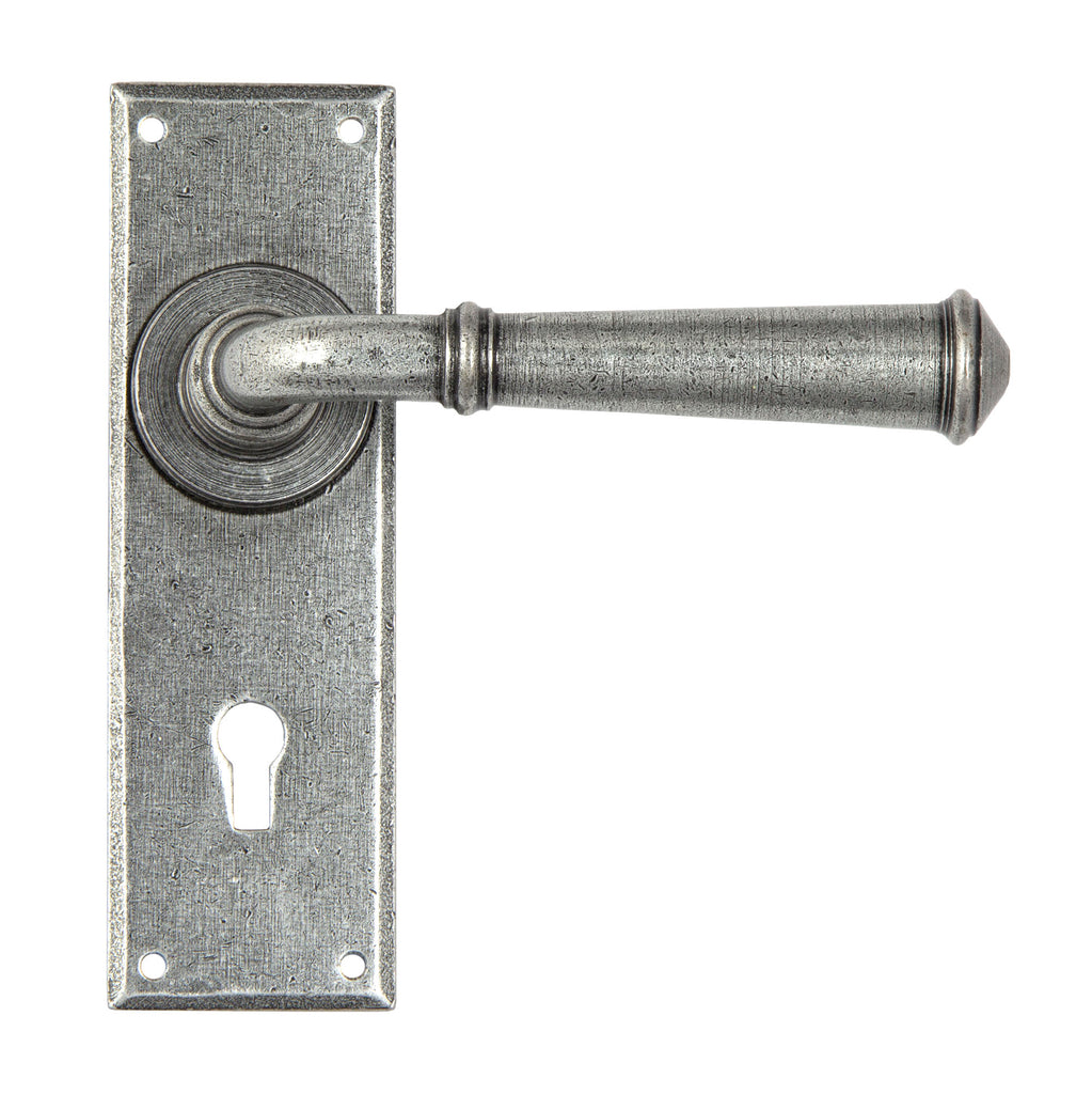 White background image of From The Anvil's Pewter Patina Regency Lever Lock Set | From The Anvil