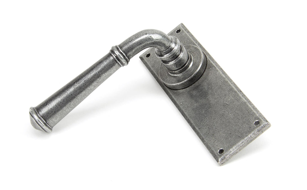 White background image of From The Anvil's Pewter Patina Regency Lever Latch Set | From The Anvil