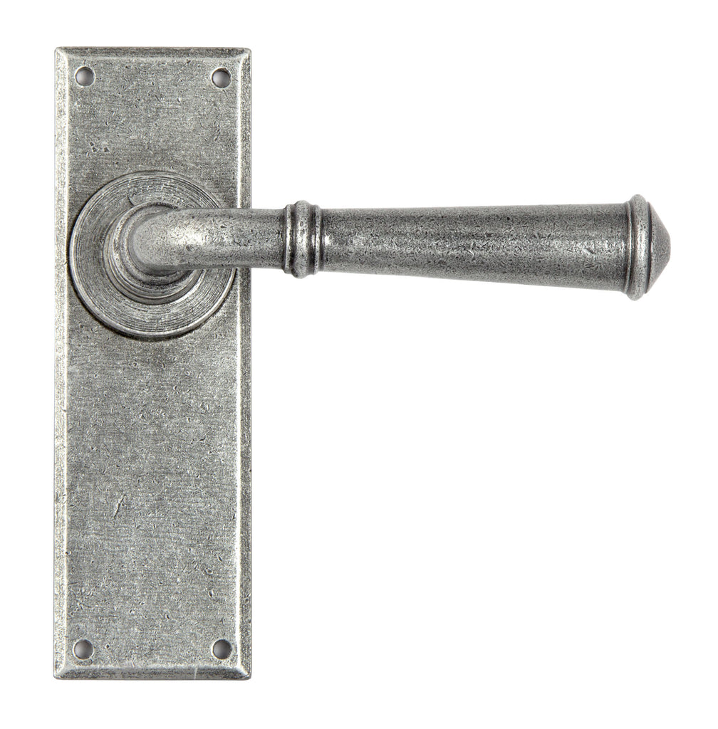 White background image of From The Anvil's Pewter Patina Regency Lever Latch Set | From The Anvil