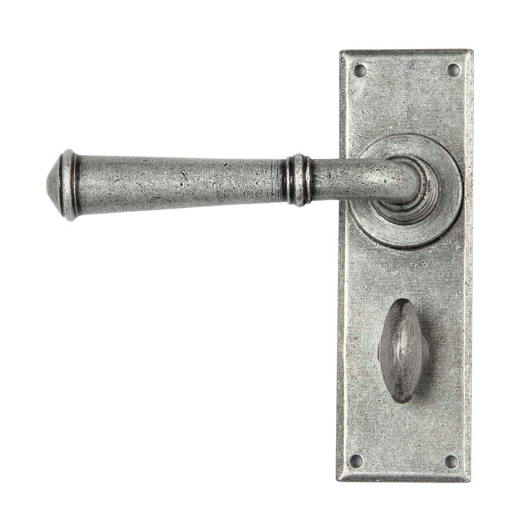 White background image of From The Anvil's Pewter Patina Regency Lever Bathroom Set | From The Anvil