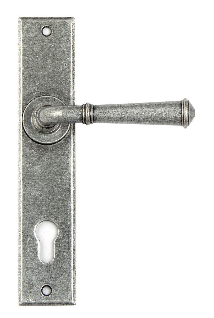 White background image of From The Anvil's Pewter Patina Regency Lever Espag. Lock Set | From The Anvil