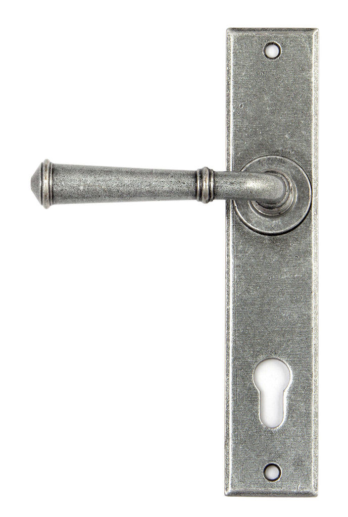 White background image of From The Anvil's Pewter Patina Regency Lever Espag. Lock Set | From The Anvil