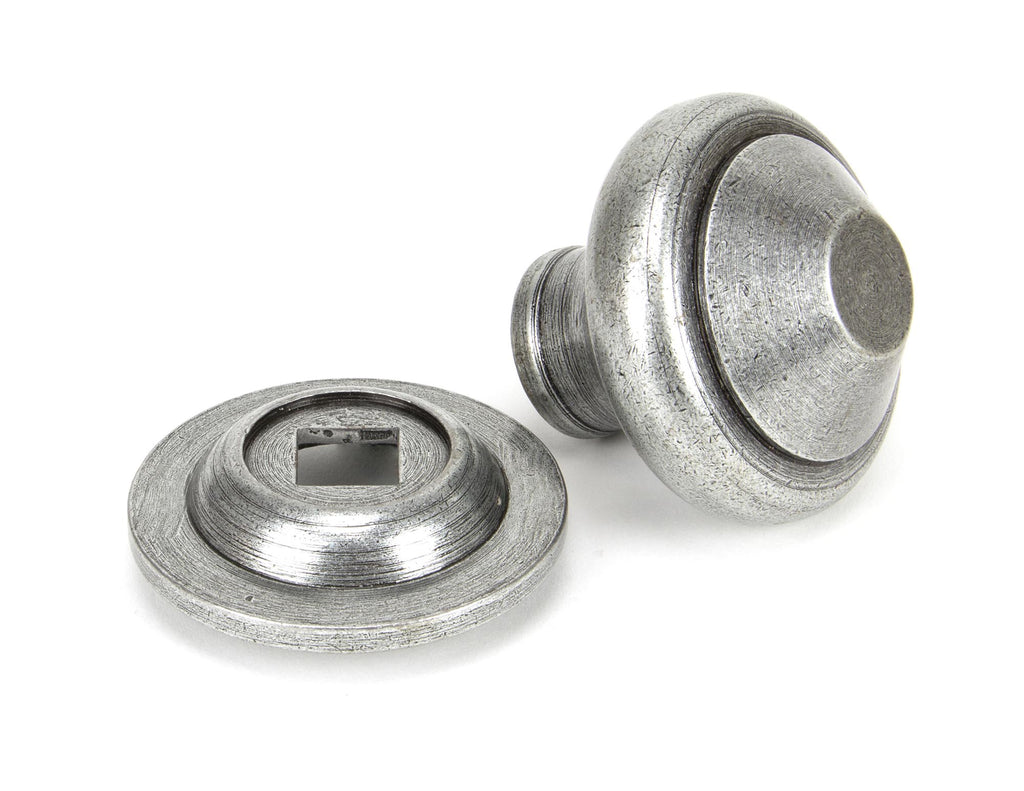 White background image of From The Anvil's Pewter Patina Regency Centre Door Knob | From The Anvil