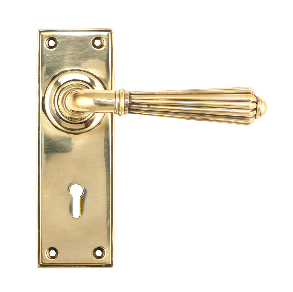 White background image of From The Anvil's Aged Brass Hinton Lever Lock Set | From The Anvil