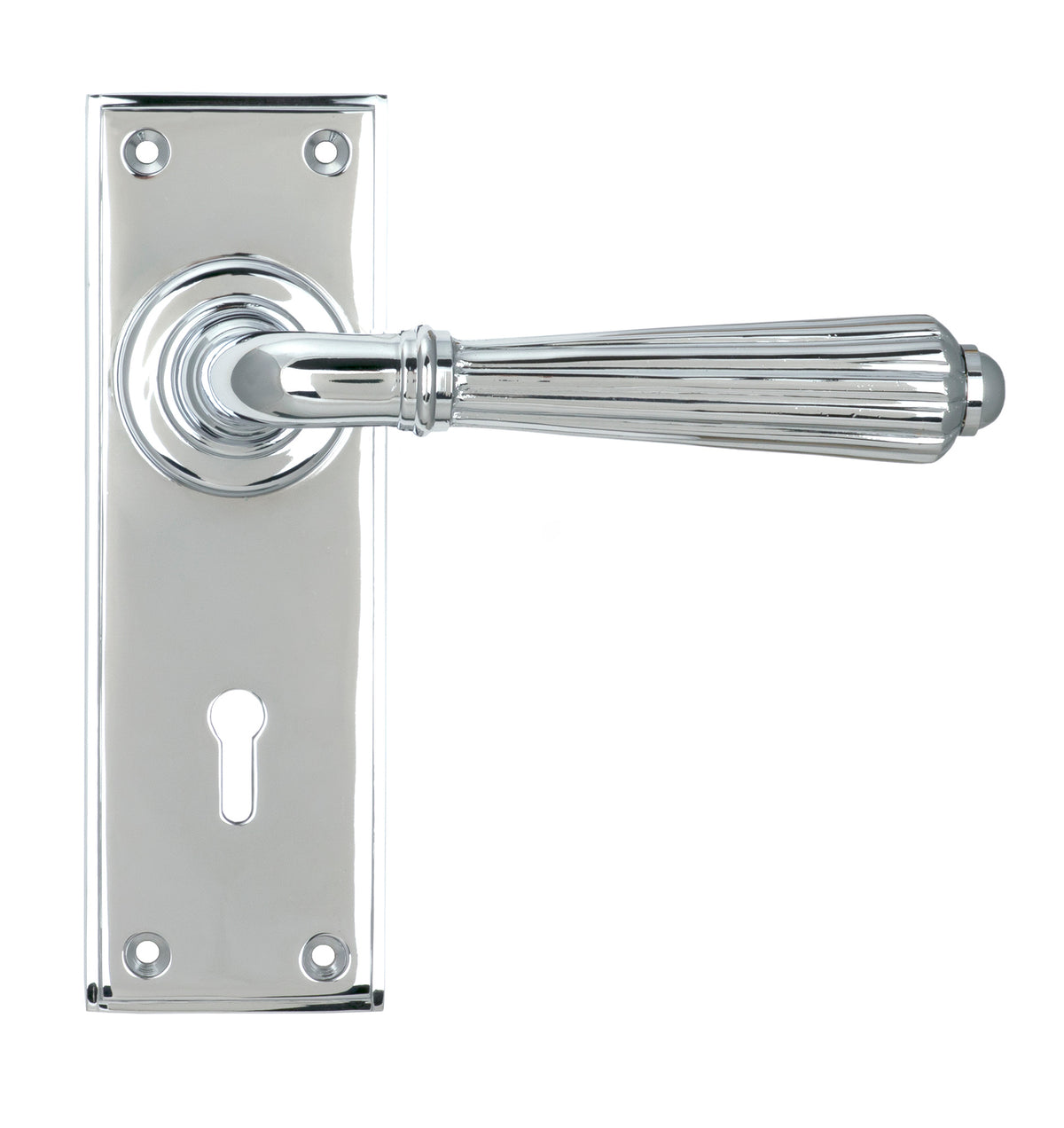 From The Anvil's Polished Chrome Hinton Lever Lock Set