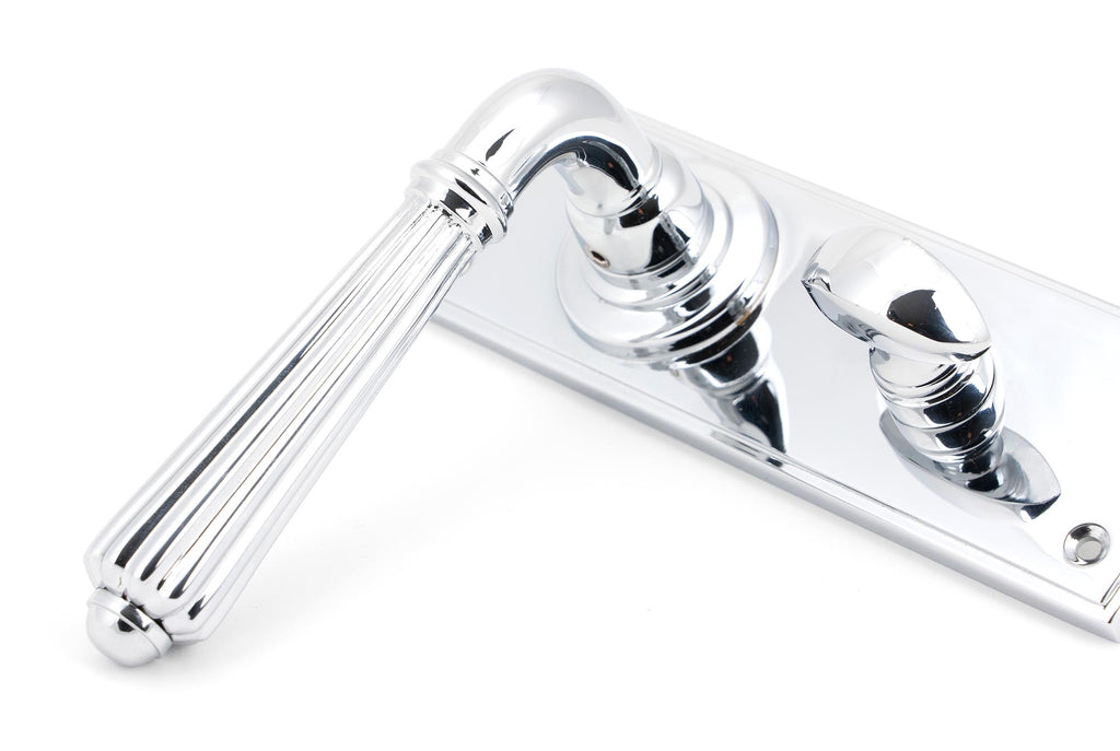 White background image of From The Anvil's Polished Chrome Hinton Lever Bathroom Set | From The Anvil