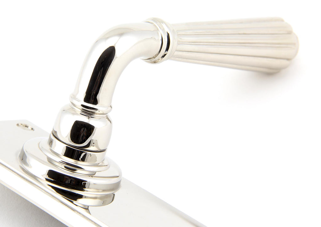 White background image of From The Anvil's Polished Nickel Hinton Lever Lock Set | From The Anvil