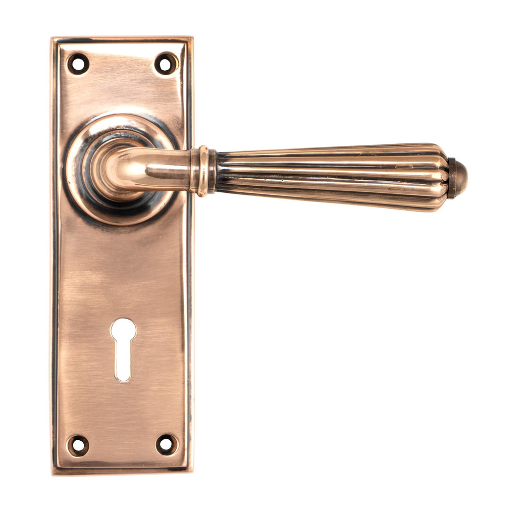 White background image of From The Anvil's Polished Bronze Hinton Lever Lock Set | From The Anvil