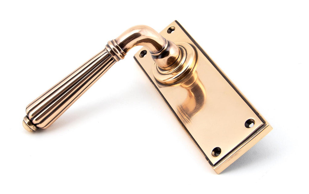 White background image of From The Anvil's Polished Bronze Hinton Lever Latch Set | From The Anvil