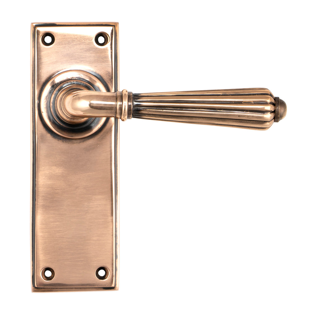 From The Anvil's Polished Bronze Hinton Lever Latch Set