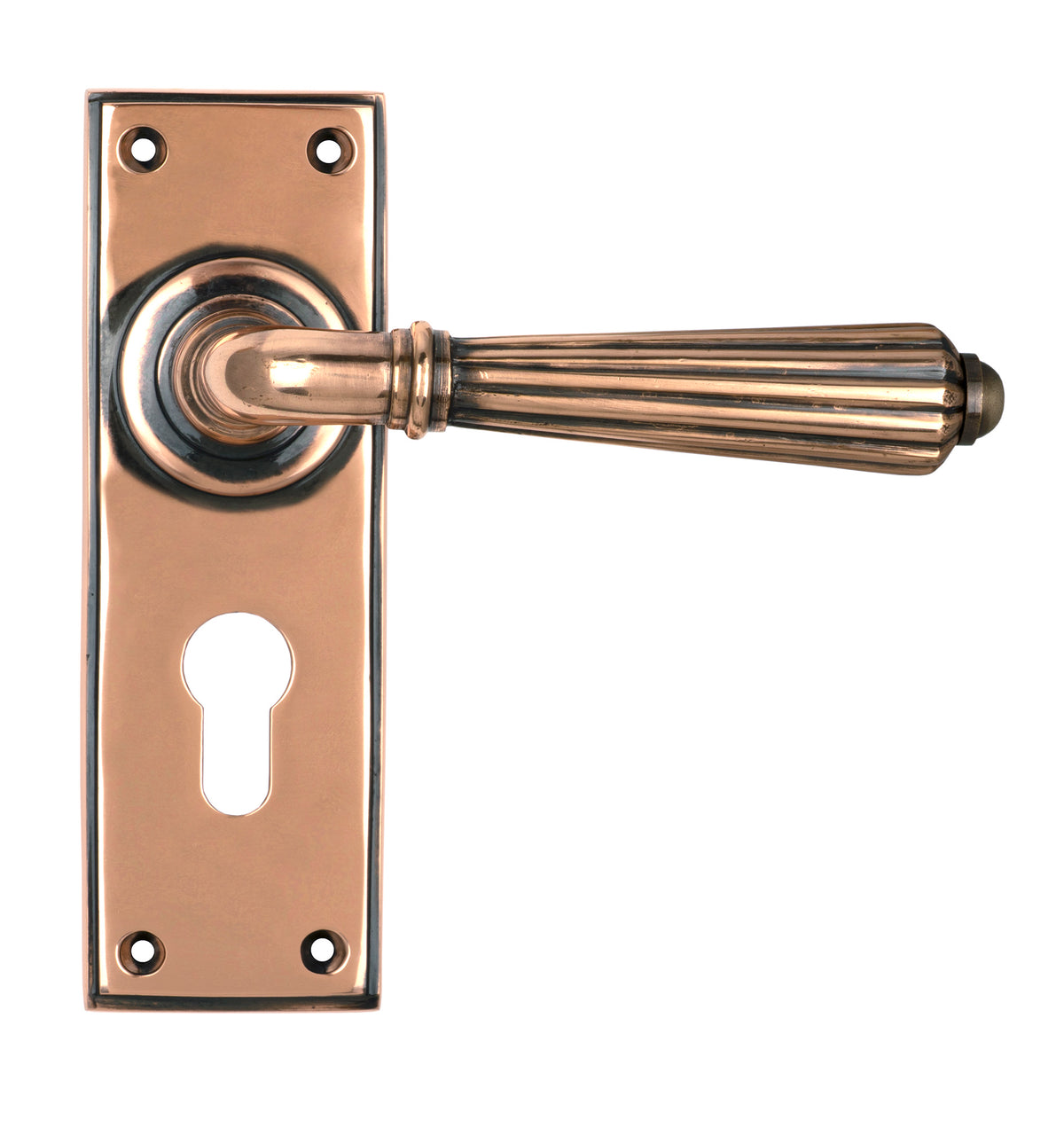 From The Anvil's Polished Bronze Hinton Lever Euro Lock Set