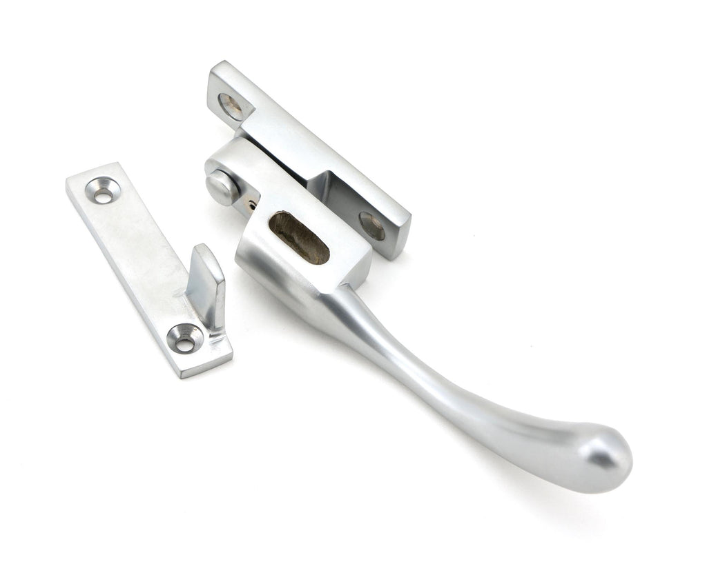 White background image of From The Anvil's Satin Chrome Night-Vent Locking Peardrop Fastener | From The Anvil