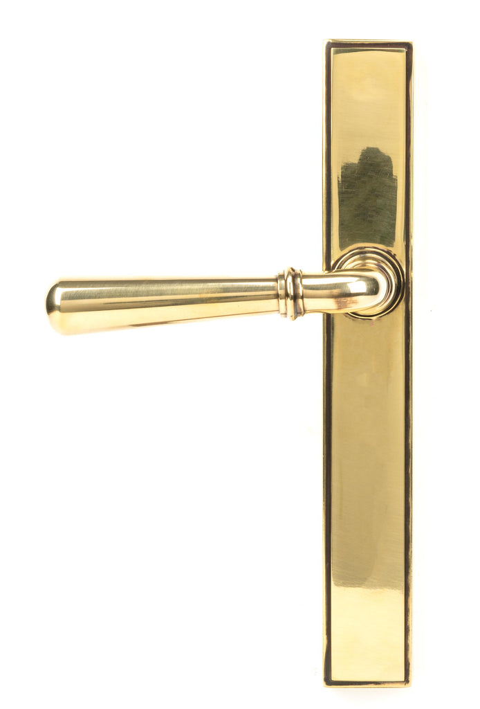 White background image of From The Anvil's Aged Brass Newbury Slimline Lever Espag. Latch Set | From The Anvil