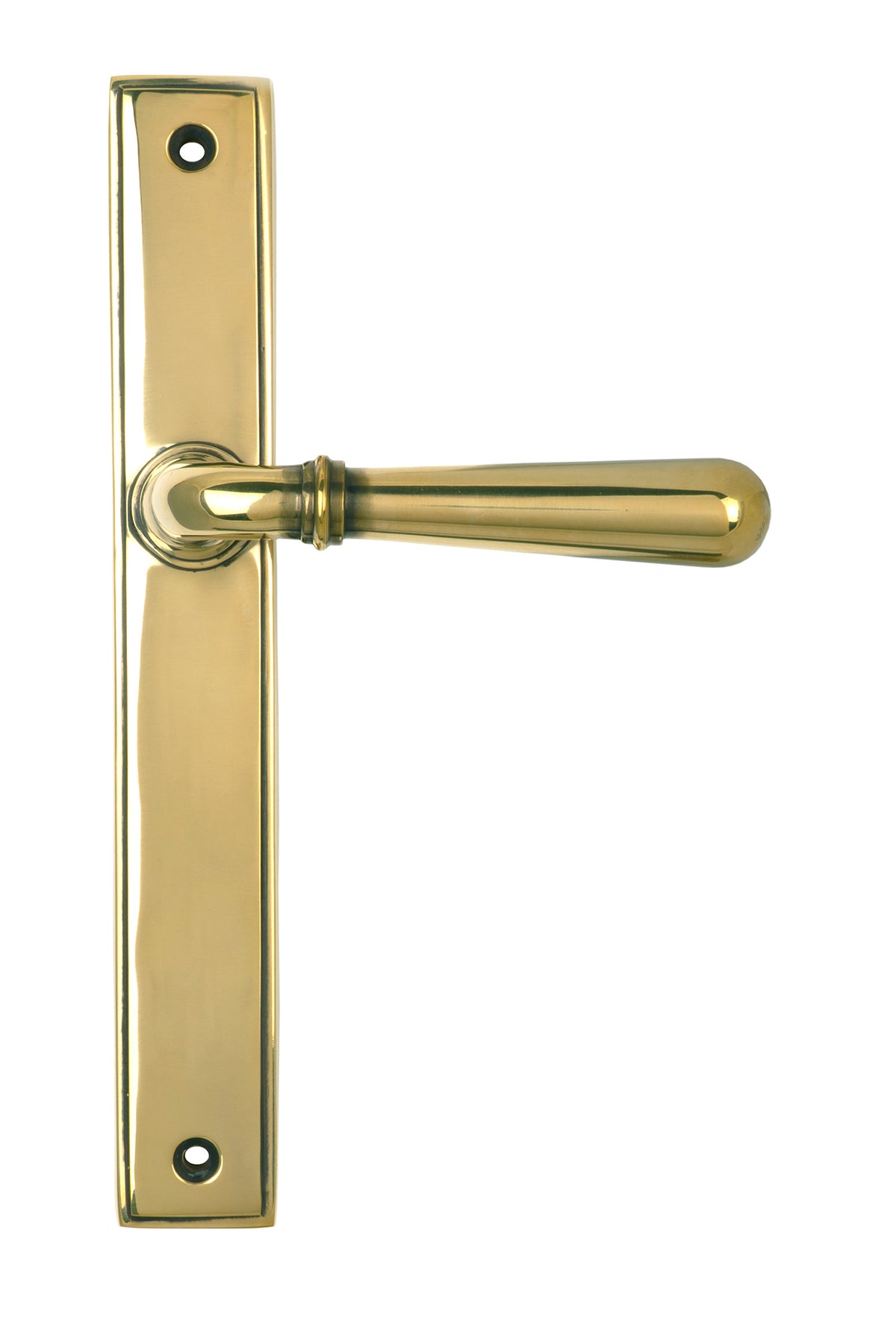 From The Anvil's Aged Brass Newbury Slimline Lever Espag. Latch Set
