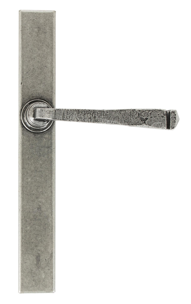 White background image of From The Anvil's Pewter Patina Avon Slimline Lever Espag. Latch Set | From The Anvil