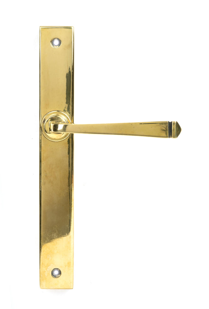 White background image of From The Anvil's Aged Brass Avon Slimline Lever Espag. Latch Set | From The Anvil