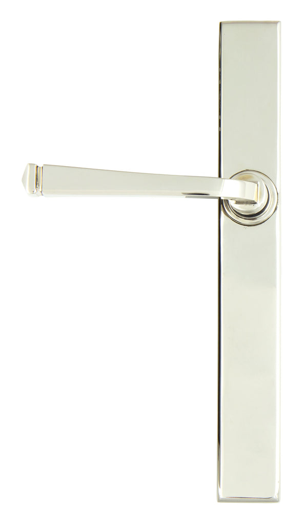 White background image of From The Anvil's Polished Nickel Avon Slimline Lever Espag. Latch Set | From The Anvil