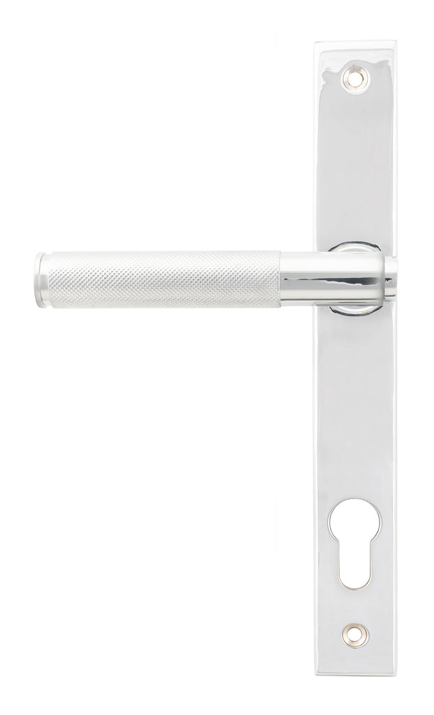 White background image of From The Anvil's Polished Chrome Brompton Slimline Lever Espag. Lock Set | From The Anvil