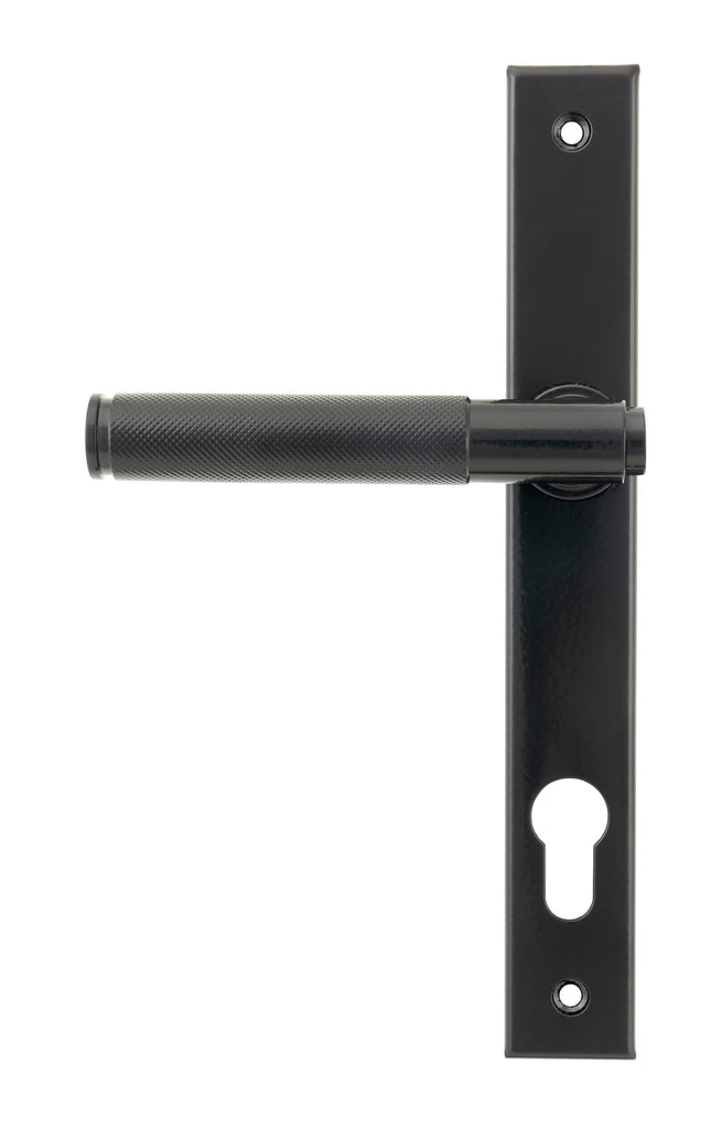 White background image of From The Anvil's Black Brompton Slimline Lever Espag. Lock Set | From The Anvil