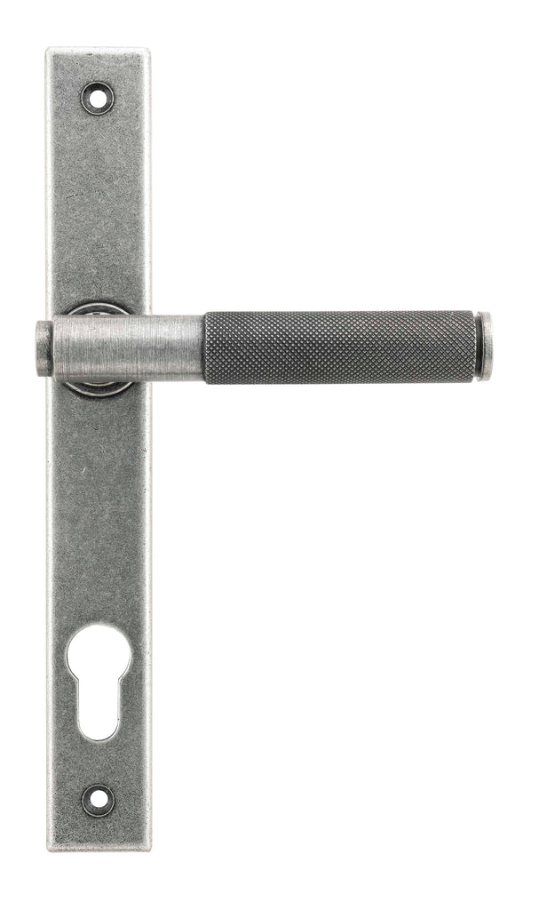 White background image of From The Anvil's Pewter Patina Brompton Slimline Lever Espag. Lock Set | From The Anvil