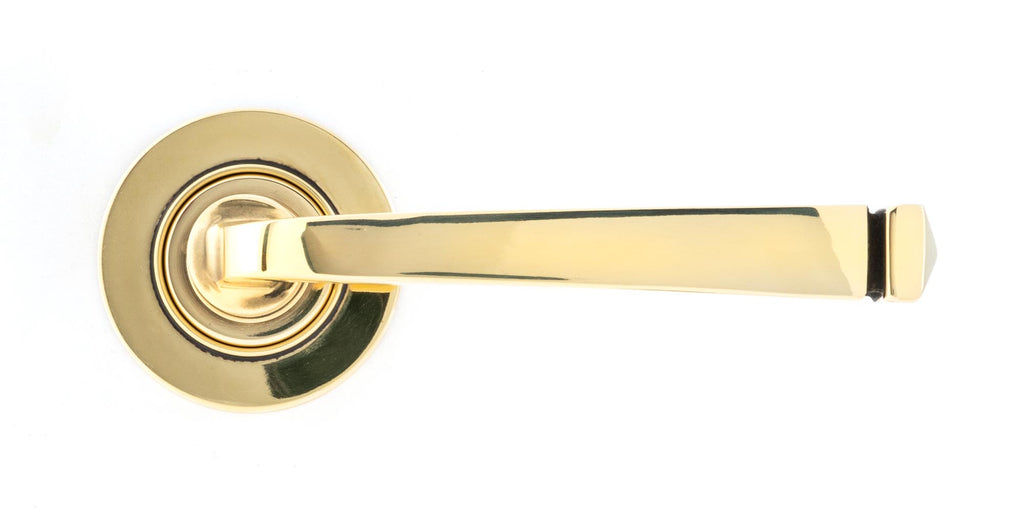 White background image of From The Anvil's Aged Brass Avon Round Lever on Rose Set (Sprung) | From The Anvil
