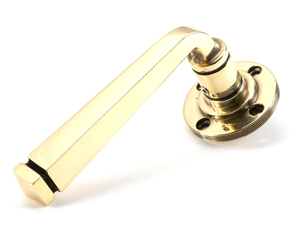 White background image of From The Anvil's Aged Brass Avon Round Lever on Rose Set (Sprung) | From The Anvil