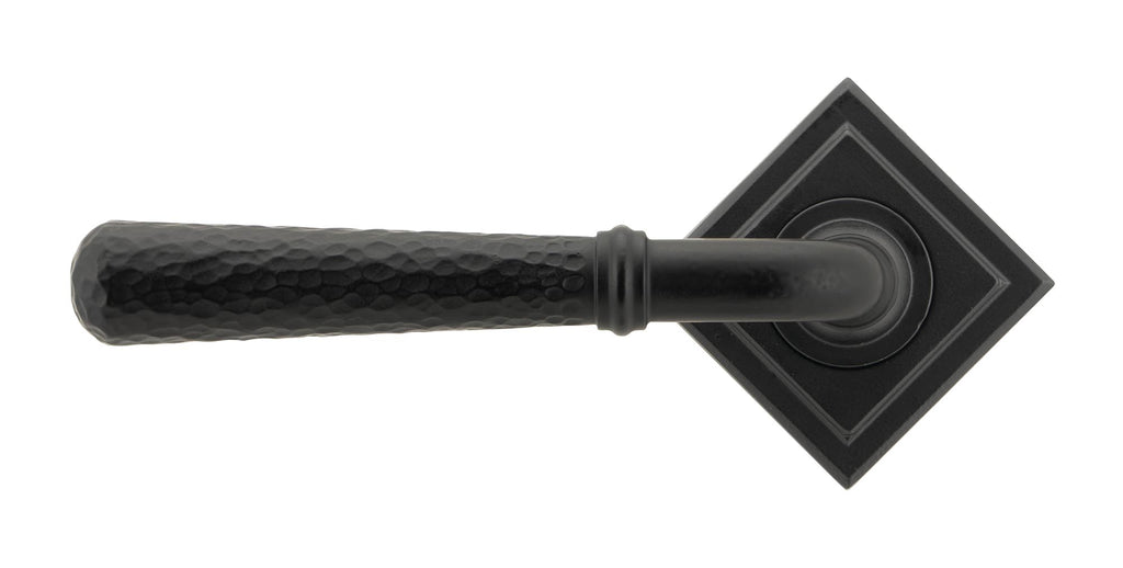 White background image of From The Anvil's Matt Black Hammered Newbury Lever on Rose Set (Sprung) | From The Anvil