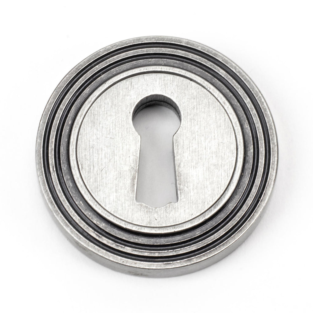 White background image of From The Anvil's Pewter Patina Round Escutcheon | From The Anvil