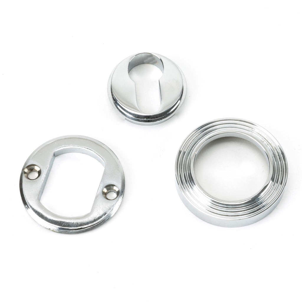 White background image of From The Anvil's Polished Chrome Round Euro Escutcheon | From The Anvil