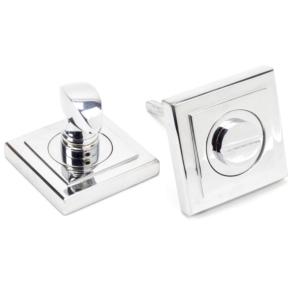 White background image of From The Anvil's Polished Chrome Round Thumbturn Set | From The Anvil