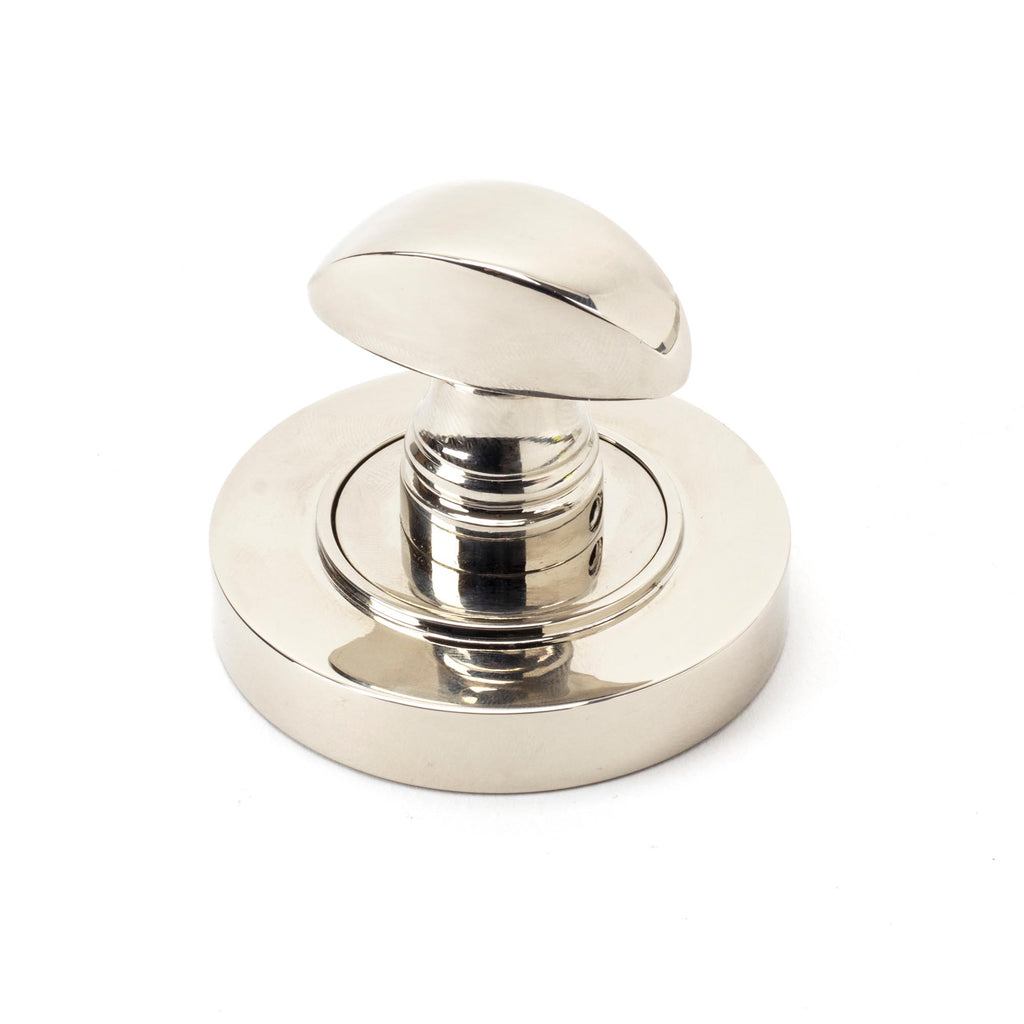 White background image of From The Anvil's Polished Nickel Round Thumbturn Set | From The Anvil
