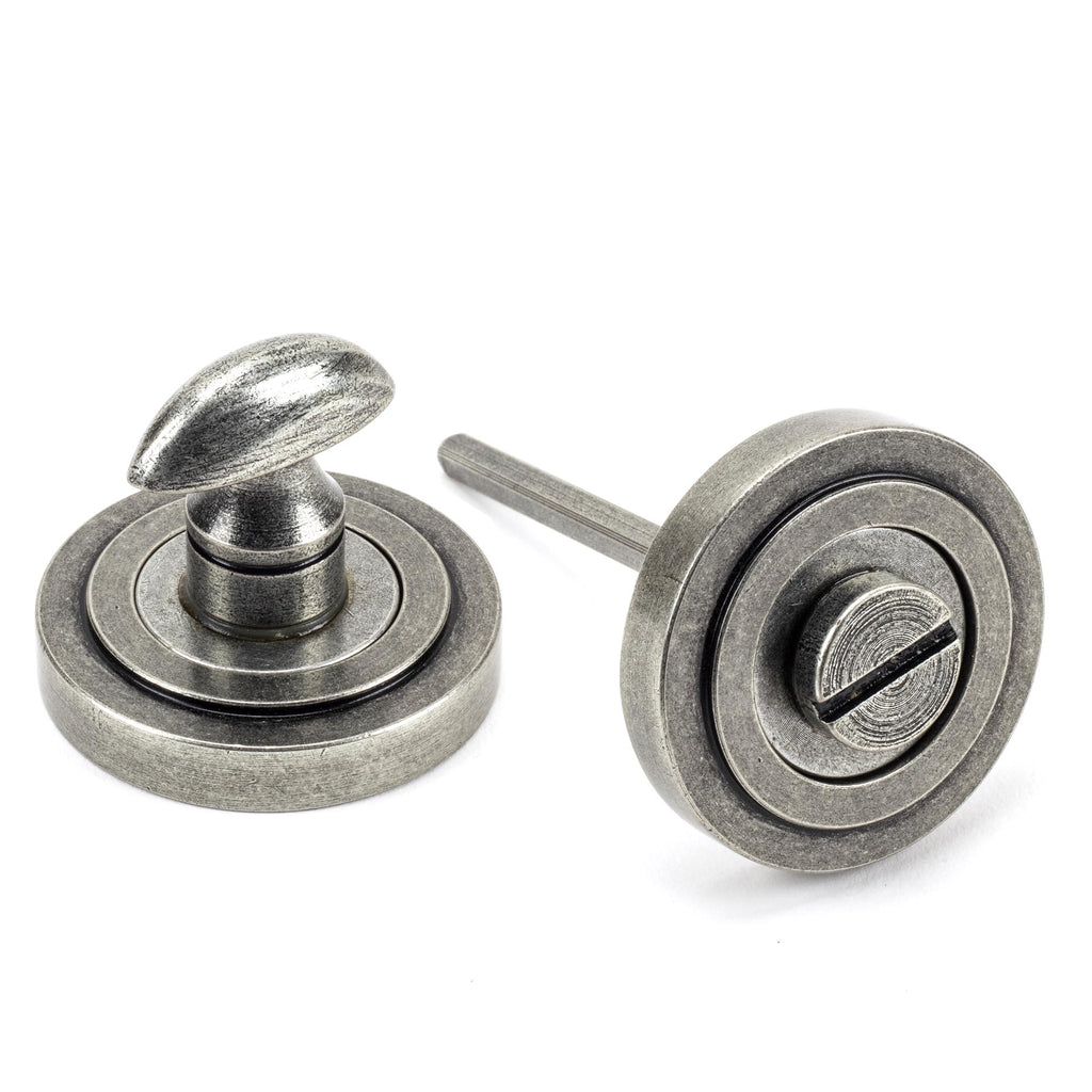 White background image of From The Anvil's Pewter Round Thumbturn Set | From The Anvil