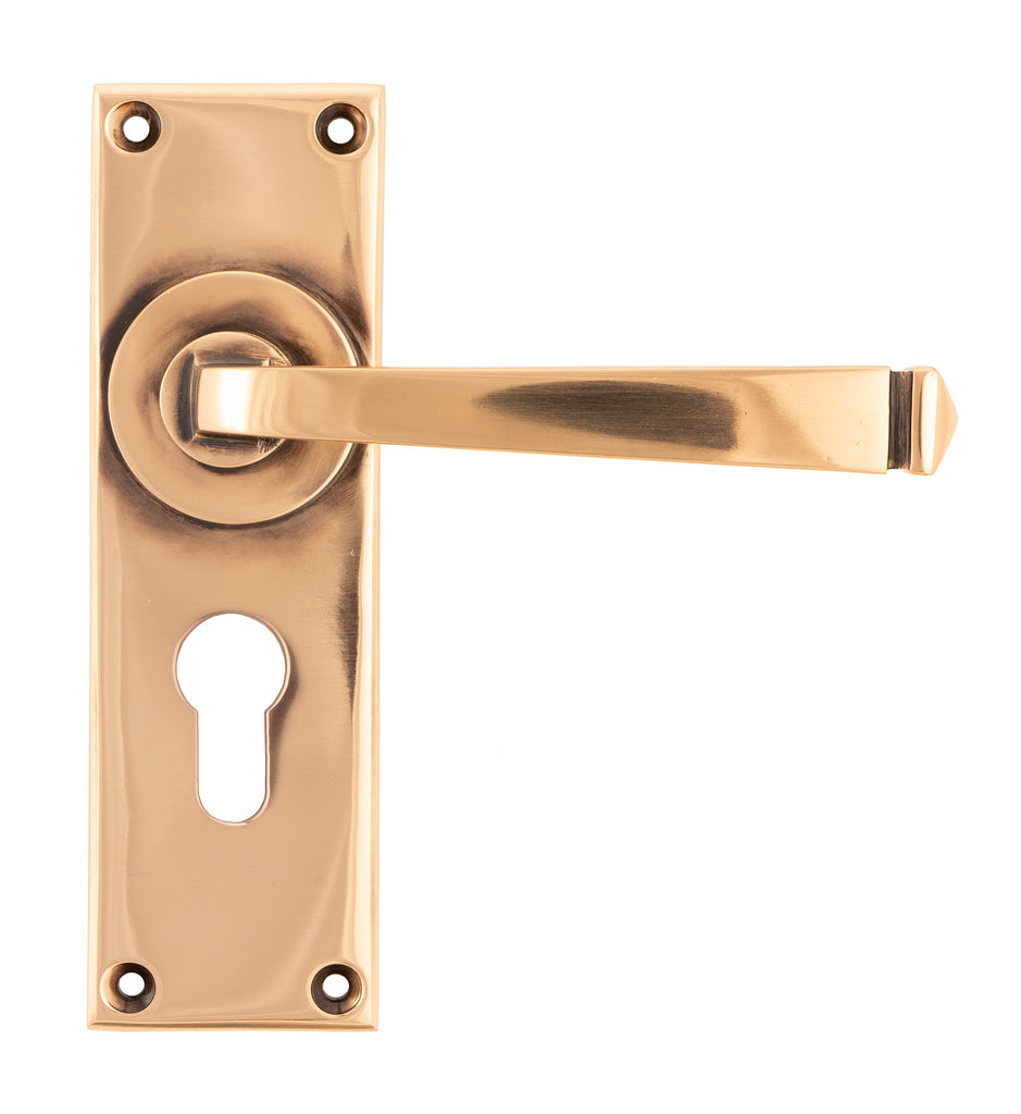 White background image of From The Anvil's Polished Bronze Avon Lever Euro Lock Set | From The Anvil