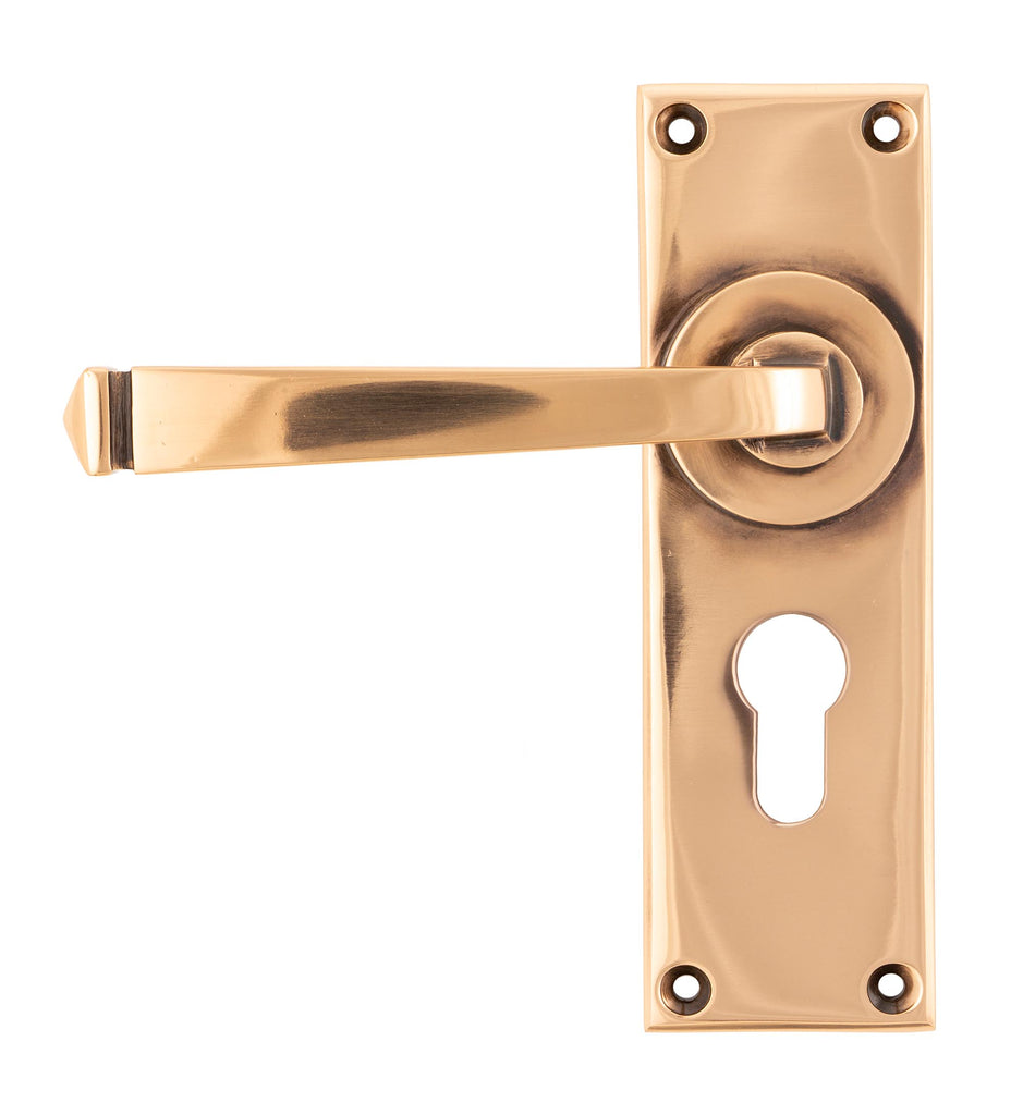 White background image of From The Anvil's Polished Bronze Avon Lever Euro Lock Set | From The Anvil