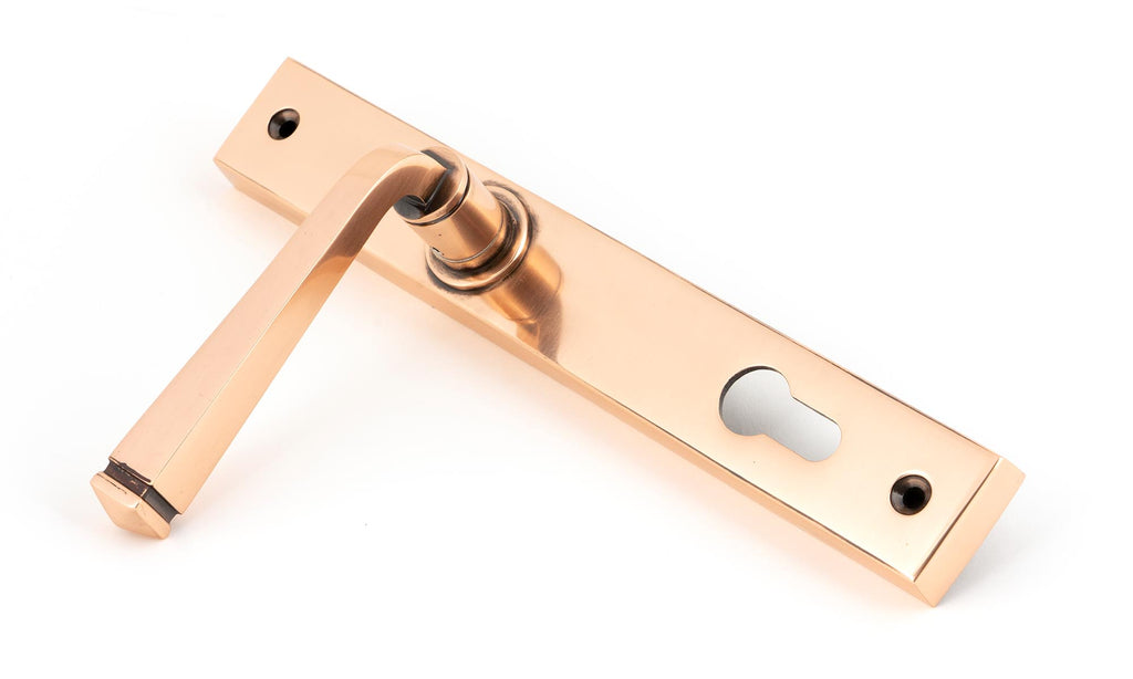White background image of From The Anvil's Polished Bronze Avon Slimline Lever Espag. Lock Set | From The Anvil