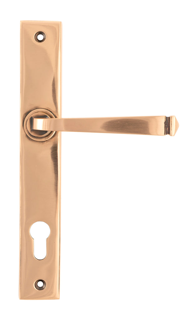 White background image of From The Anvil's Polished Bronze Avon Slimline Lever Espag. Lock Set | From The Anvil