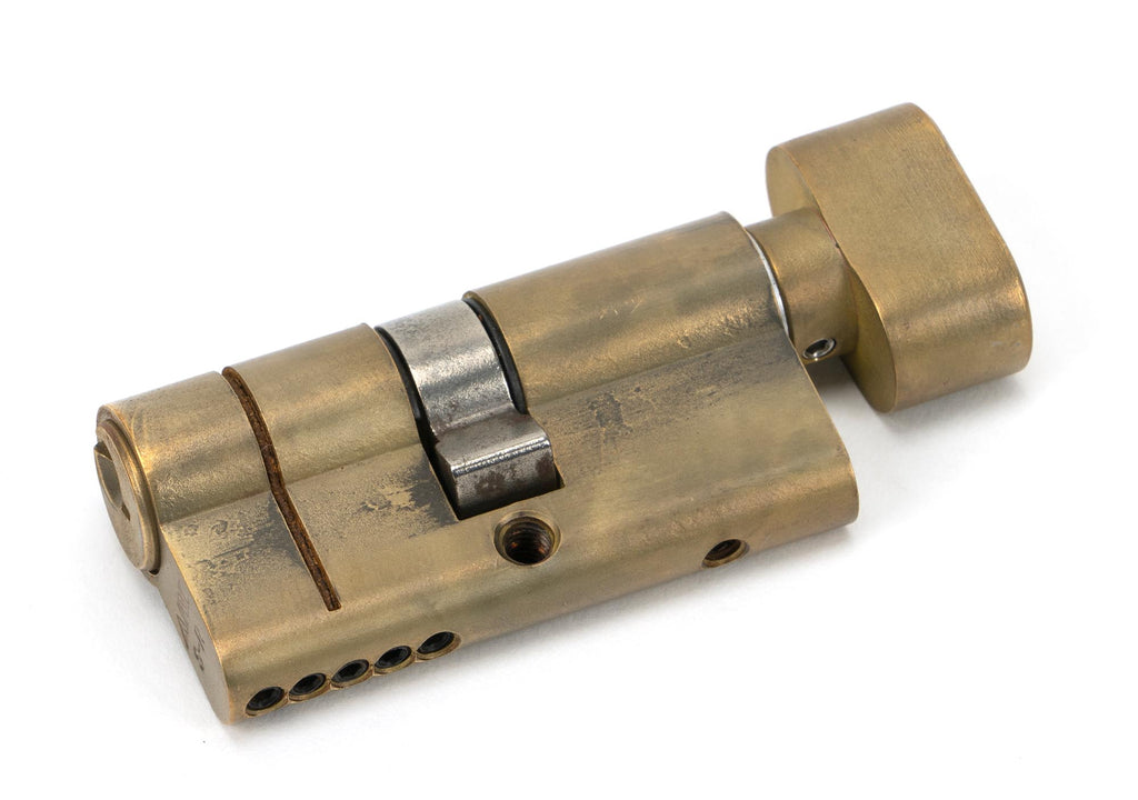 White background image of From The Anvil's Aged Brass 5 Pin Euro Cylinder/Thumbturn | From The Anvil